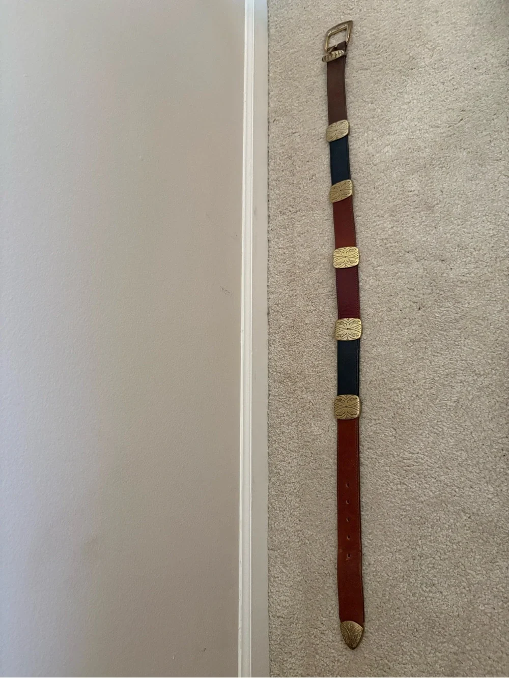 Leather Multi-Color Women’s Belt with Brass Buckle